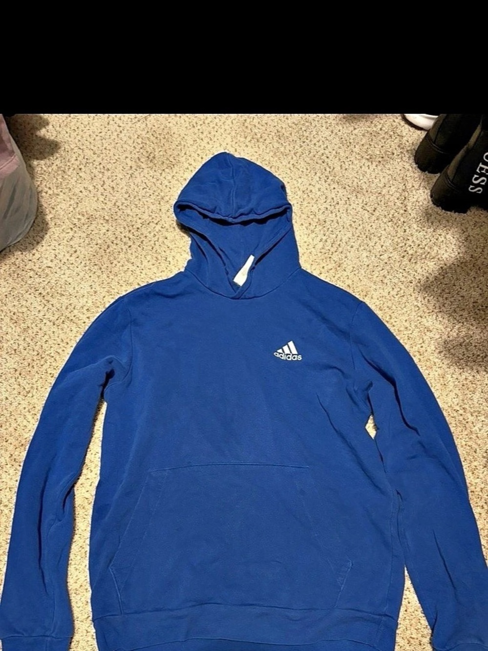 adidas Essentials Fleece Pullover Hoodie Men's Blue Medium